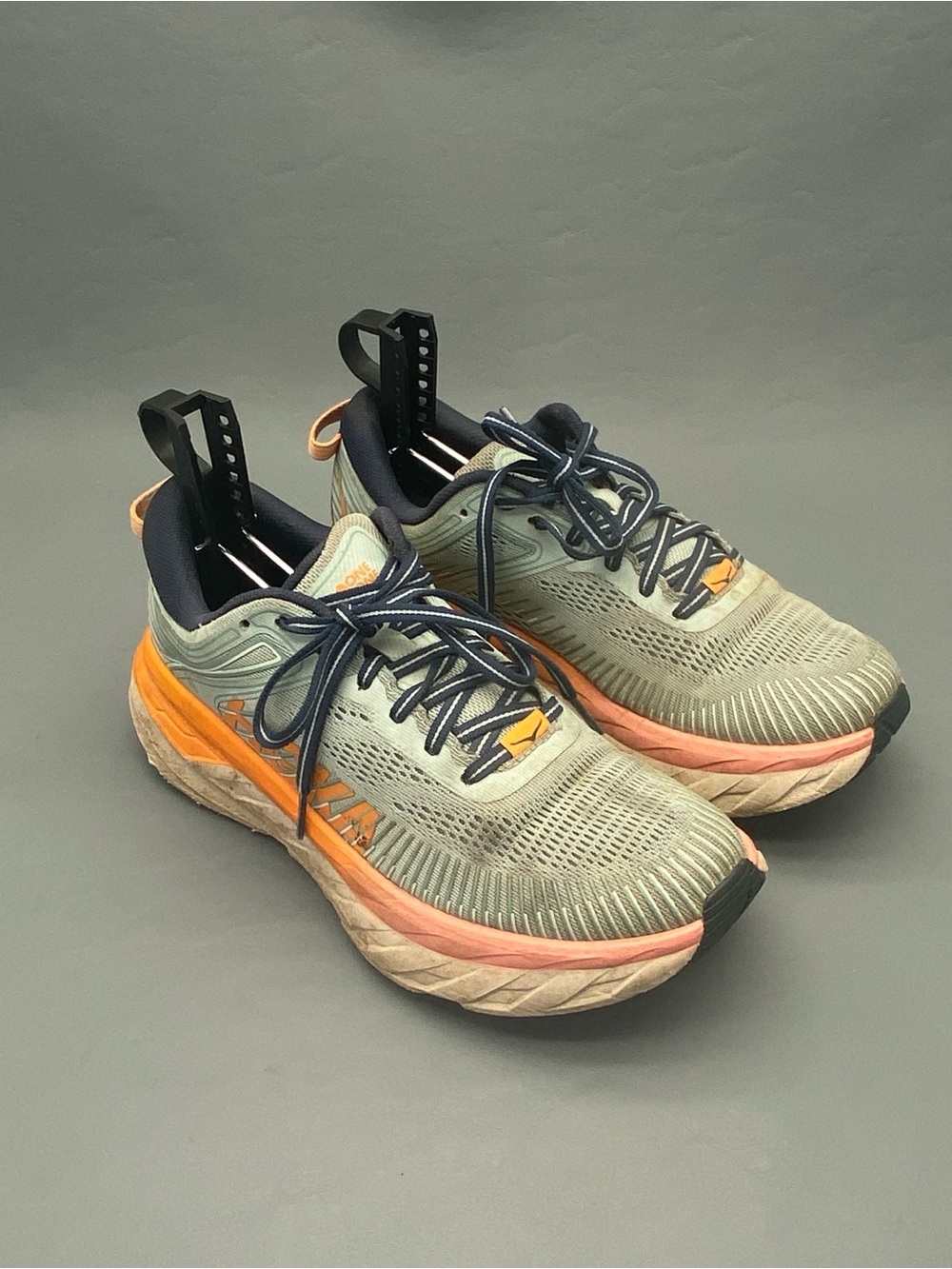 Hoka One One Bondi 7 Womens Size 7 Blue Orange Athletic Running Shoes Sneakers
